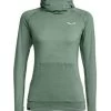 SALEWA Puez Melange Dry Hoody - Women's -Camping shops 1035966455 Salewa PuezMelangeDryHoody FeldsparGrnMel Wmns Front