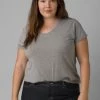 Prana Foundation Short-Sleeve Plus - Women's -Camping shops 1035982013 Prana FoundationSSPlus HeatherGrey Wmns Front