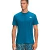 The North Face Wander Short-Sleeve - Men's -Camping shops 1035990561 TheNorthFace WanderShortSleeve BanffBlue Mens Front