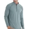Bamboo Flex 1/4 Zip - Men's -Camping shops 1035994996 FreeFly BambooFlexQuarterZip HeatherJuniper Mens Front