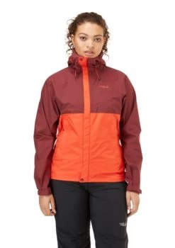 Rab Downpour Eco Jacket - Women's -Camping shops 1035999077 Rab DownpourEcoJacket DeepHeatherRedGrapefruit Wmns Front
