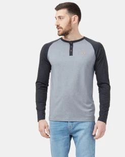 Tentree Treeblend Classic Henley Long-Sleeve - Men's -Camping shops 1036002266 TenTree TreeBlendClassicHenleyLongSleeve GreyHeatherMeteoriteBlackHeather Mens Front