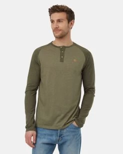 Tentree Treeblend Classic Henley Long-Sleeve - Men's -Camping shops 1036005326 TenTree TreeblendClassicHenleyLS DeepLichenGreenHeatherOliveNightGreenHeather Mens Front