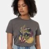 Tentree Painterly Kelp T-Shirt - Women's -Camping shops 1036005367 Tentree PainterlyKelpTShirt GraniteGreyPlumWine Wmns Front