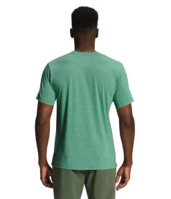 The North Face Wander Short-Sleeve - Men's -Camping shops 1036007374 TheNorthFace WanderShortSleeve DeepGrassGreenHeather Mens Rear