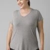 Prana Foundation 365 V-Neck Top Plus - Women's -Camping shops 1036007885 Prana Foundation365VNeckPlus HeatherGrey Wmns Front